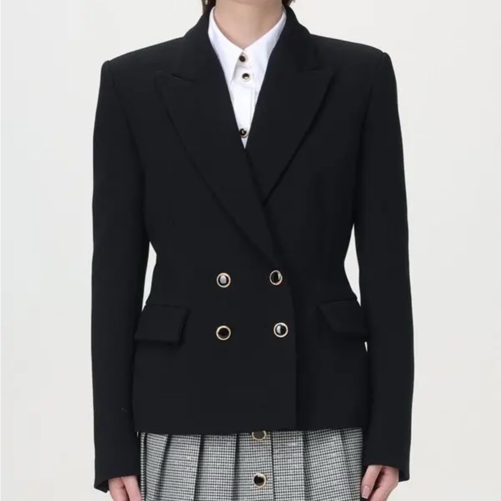 Alessandra Rich Black Blazer with Gold Accents
